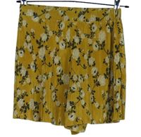 Dámské okrové květované plisované volné kraťasy Miss Selfridge 