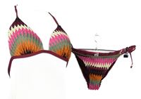 Dámské vínovo-barevné vzorované dvoudílné plavky Primark 