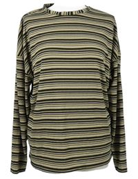 Dámské béžovo-černo-khaki pruhované žebrované triko George 