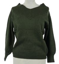 Dámský khaki svetr s lodičkovým výstřihem Only