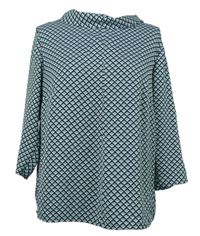 Dámská světlemodro-černá vzorovaná halenka 