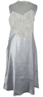 Dámské světlefialové saténové šaty s krajkovým živůtkem 