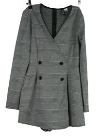 Dámský černo-bílý kostkovaný kraťasový overal H&M