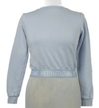 Dámska svetlomodrá crop mikina s logom PrettyLittle Thing vel. 30