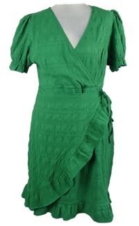 Dámské zelené vzorované zavinovací šaty s volánkem Chifit 