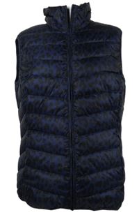 Dámska čierno-tmavomodrá vzorovaná šušťáková zateplená péřová vesta
