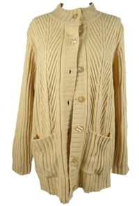 Dámský béžový vzorovaný propínací svetr Damart 