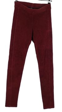 Dámské karmínové sametové žebrované legíny F&F