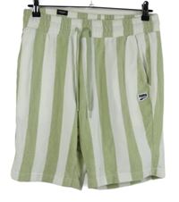 Pánske zeleno-biele pruhované froté kraťasy Puma