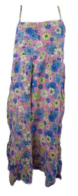 Dámské růžovo-modro-zelené květované midi šaty Pep&Co