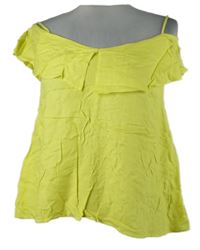 Dámská limetková crop halenka s odhalenými rameny River Island 