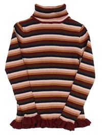 Farebný pruhovaný sveter s rolákom Primark