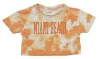 Oranžovo-béžovo-biele crop tričko s nápisom Primark