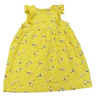 Žlté kvetinové bavlnené šaty H&M