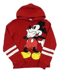 Červená mikina s Mickey Mousem a kapucňou zn. H&M