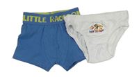 2set- modré boxerky s nápisem+ biele slipy s PAw PAtrol