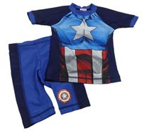 2set- modré UV tričko Captain America+ kraťasy Marvel