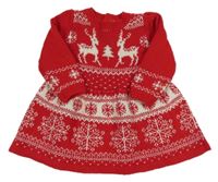 Červeno-biele vzorované pletené šaty Yd.