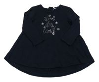 Tmavomodré teplákové šaty s nápisom Mayoral