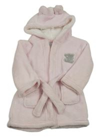 Světlerůžový chlupatý župan s medvídkem Me to you a kapucí