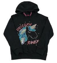 Černá mikina s jednorožcem a kapucí George