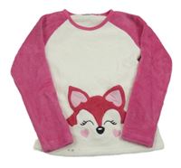 Bielo-ružová chlpatá domáceá mikina s líškou kids