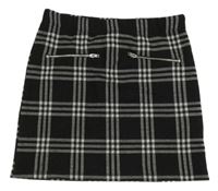 Čierno-biele kockovaná sukňa so zipy Miss E-vie