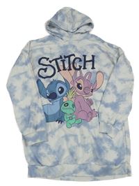 Bílo-modrá batikovaná mikina se Stichem a kapucí C&A