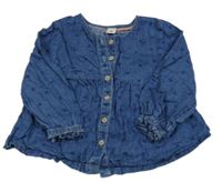 Modrá halenka riflového vzhledu se srdíčky Tu