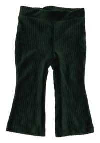 Zelené rebrované zamatové nohavice