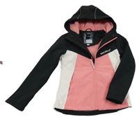 Černo-růžovo-bílá softshellová bunda s kapucí C&A