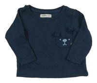 Tmavomodré žebrované triko s čumáčkem Sinsay