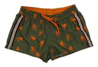 Kaki-oranžové plážové kraťasy s chobotnicemi