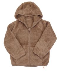 Nové - růžovo-hnědá huňatá propínací mikina s kapucí Dunnes Stores