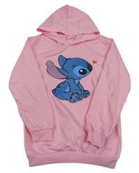 Růžová mikina s Lilo & Stitch a kapucí 