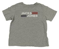 Sivé tričko s potlačou Jack & Jones