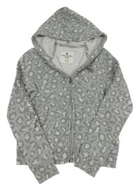 Šedá leopardí propínací mikina s losem a kapucí Abercrombie&Fitch