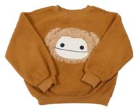 Hrdzavá huňatá mikina s opící H&M