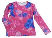Ružovo-modré kvetované tričko
