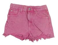 Fuchsiové riflové roztřepené kraťasy Denim 
