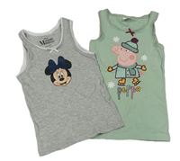 2x košilka - světlekhaki s Pepinou + sivá s Minnie