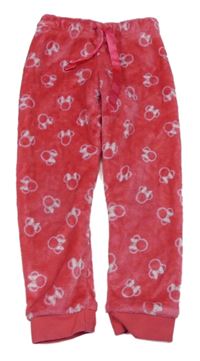 Růžové chlupaté pyžamové kalhoty s Minnie Disney