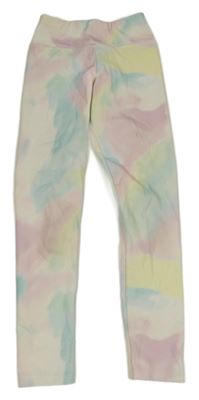 Pastelově barevné duhové sportovní legíny 