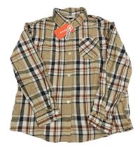 Nové - Béžovo-bílo-černá kostkovaná halenka