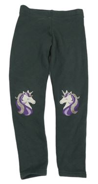 Tmavošedé zateplené legíny s jednorožci Primark