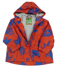 Červená šusťáková jarní bunda se zvířaty a kapucí Next