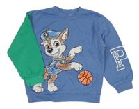 Modrá mikina so zeleným rukávem - Tlapková patrola