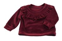 Vínová plyšová mikina s volánkem Matalan