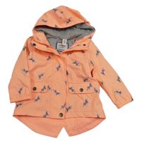 Neonově růžová nepromokavá podzimní bunda se zebrami a kapucí Topolino