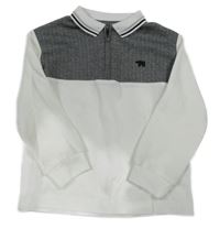 Bílo-černé vzorované polo triko s výšivkou Nutmeg